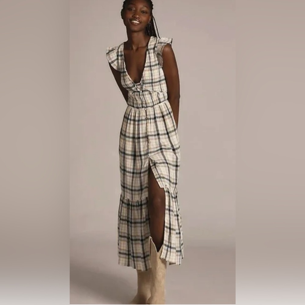 Anthropologie The Peregrine Maxi Dress, plaid edition
